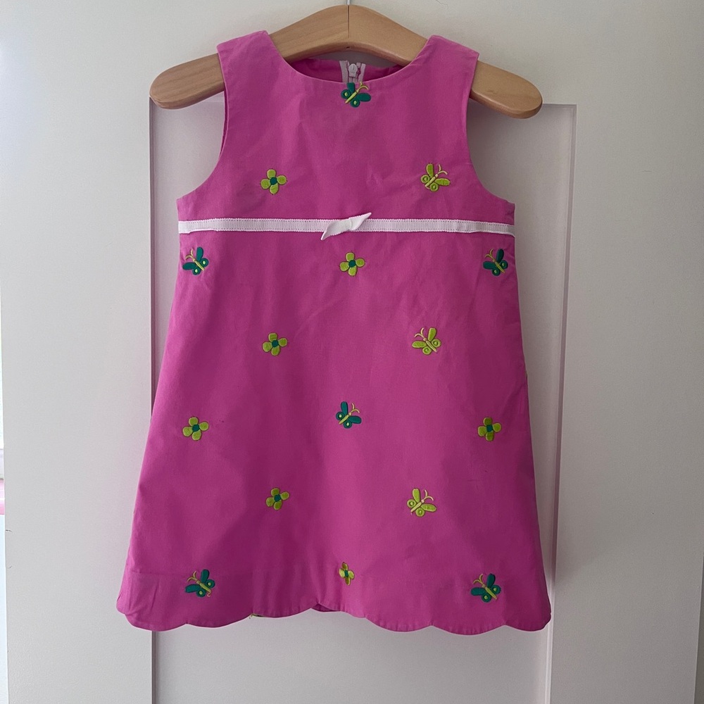 Lilly Pulitzer Pink Dress with Flowers and Butterflies 2T